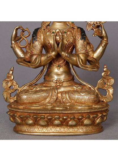 10" Buddhist Deity Kharchari Copper Statue For Temple | Nepalese Copper Idols | Copper Statue