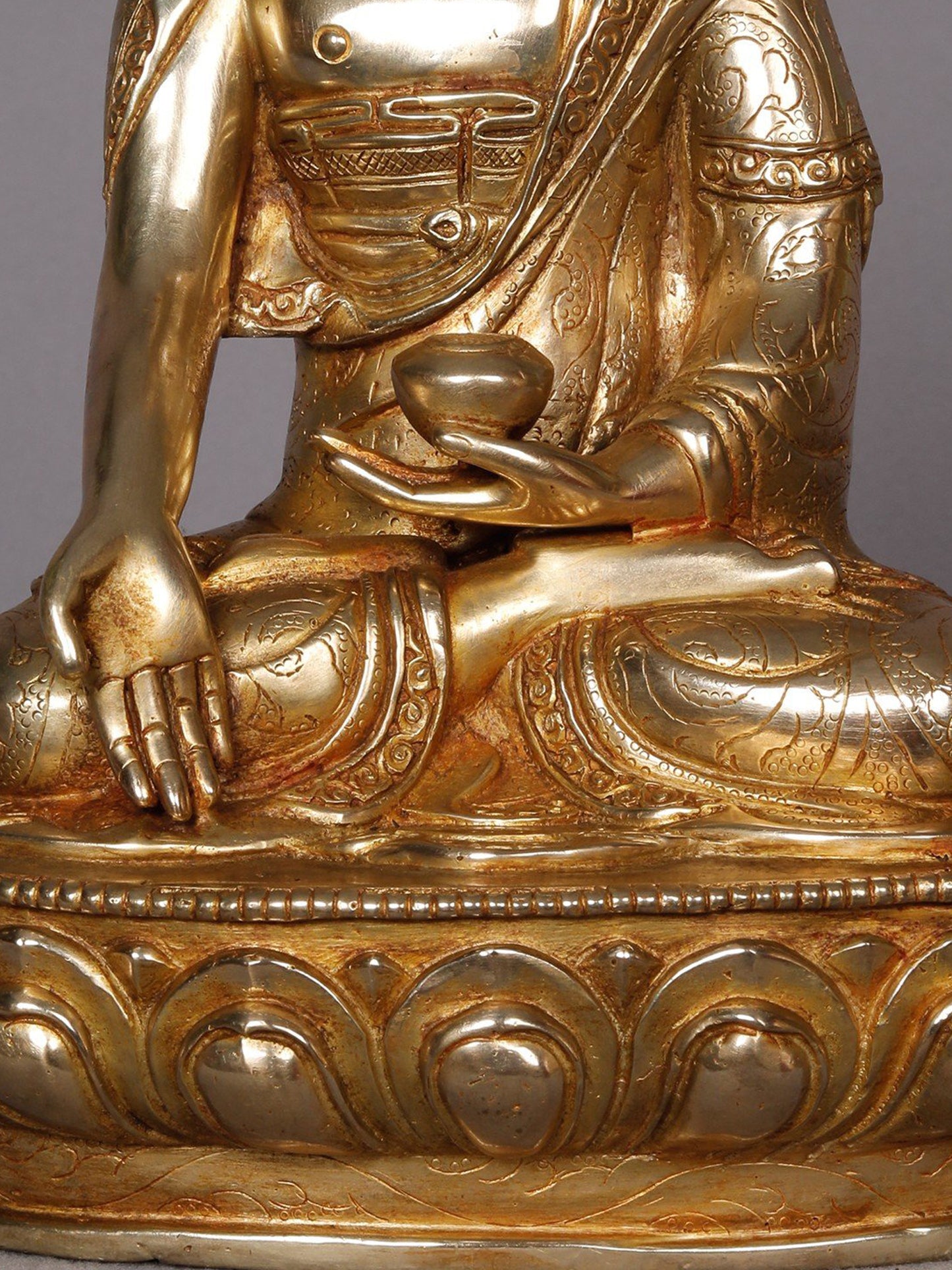 9" Lord Amitabha Buddha Copper Statue from Nepal | Buddhist Deity Idol | Copper Statue For Temple