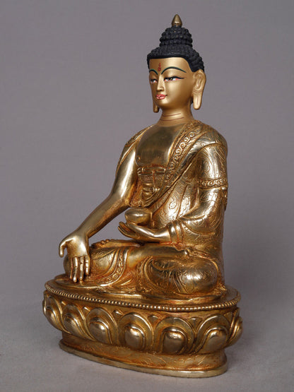 9" Lord Amitabha Buddha Copper Statue from Nepal | Buddhist Deity Idol | Copper Statue For Temple