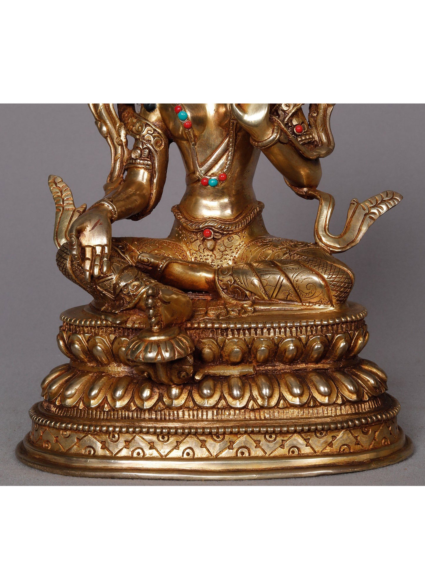 9" Goddess Green Tara Copper Statue from Nepal | Buddhist Deity Idol | Handmade Copper Statue