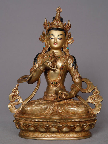 10" Buddhist Deity Vajrasattva Copper Statue from Nepal | Nepalese copper Idol | Handmade Figurine