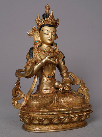 10" Buddhist Deity Vajrasattva Copper Statue from Nepal | Nepalese copper Idol | Handmade Figurine