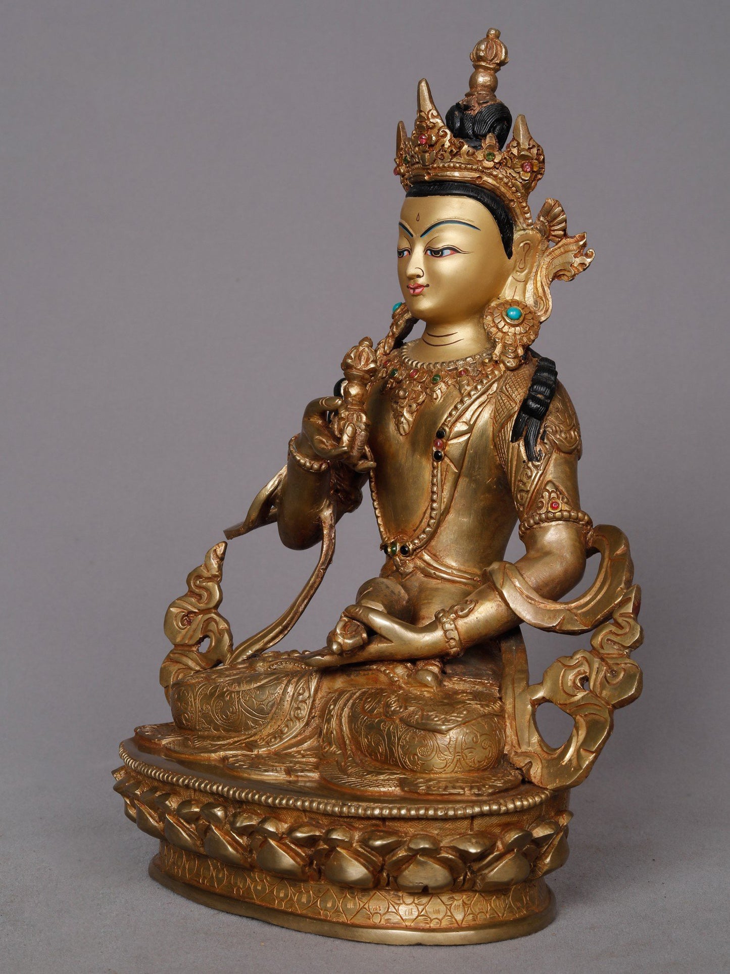 10" Buddhist Deity Vajrasattva Copper Statue from Nepal | Nepalese copper Idol | Handmade Figurine