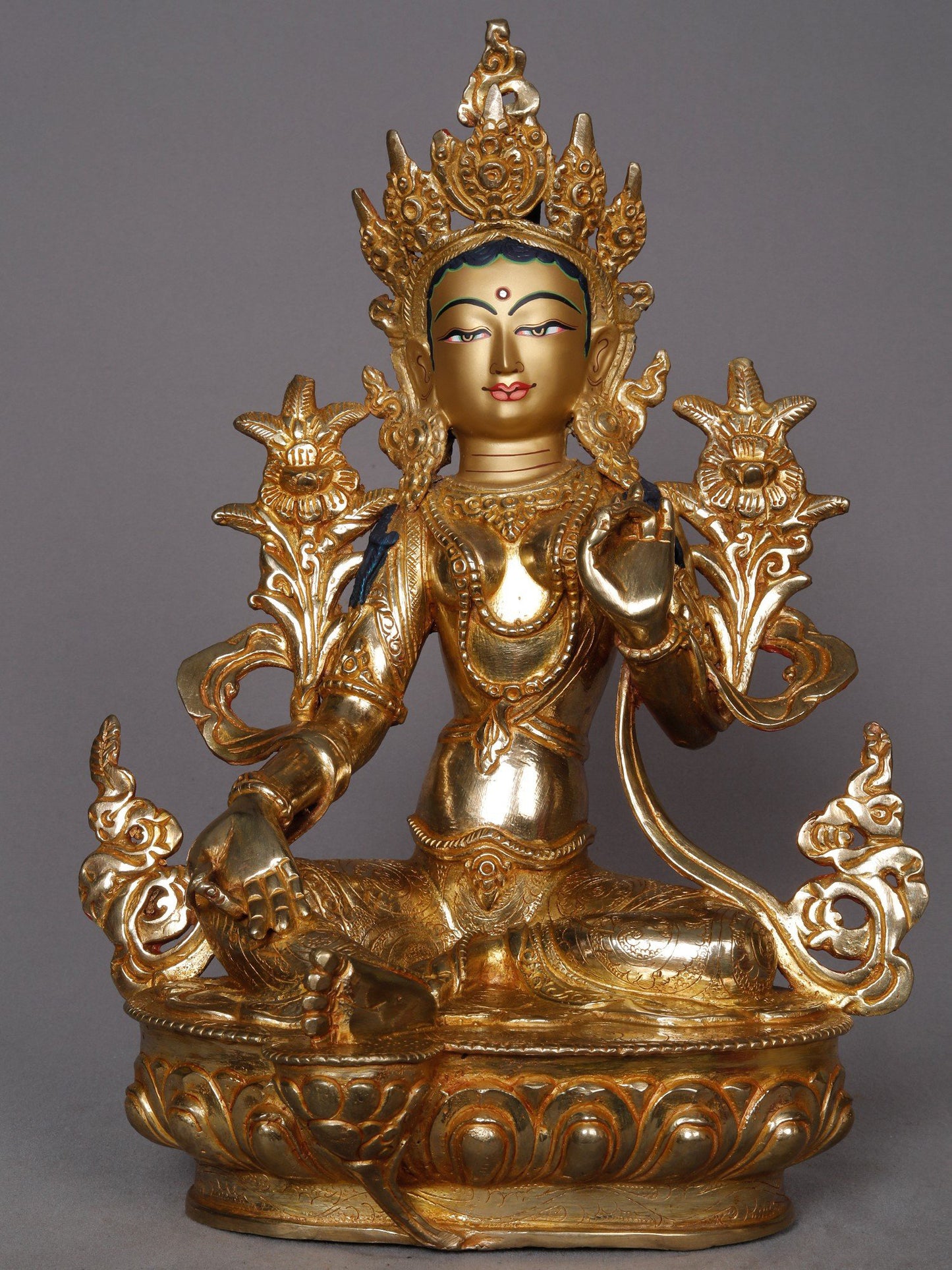 13" Goddess Green Tara Copper Statue from Nepal | Buddhist Deity Idol | Copper Statue For Temple