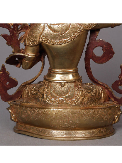 10" Goddess Manjushri Copper Statue from Nepal | Buddhist Deity Idol | Copper Statue For Temple