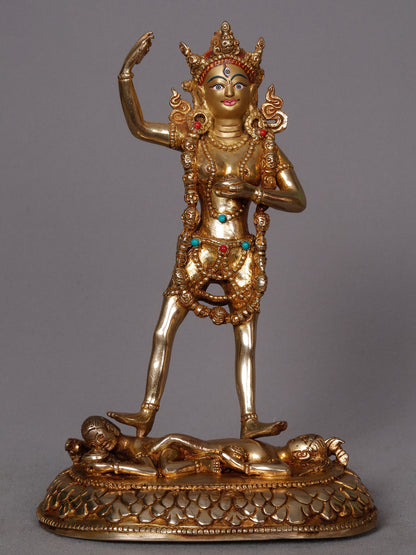 9" Buddhist Deity Standing Manjushri Idol | Nepalese Copper Statue | Decorative Copper Idol | Copper Statue For Temple