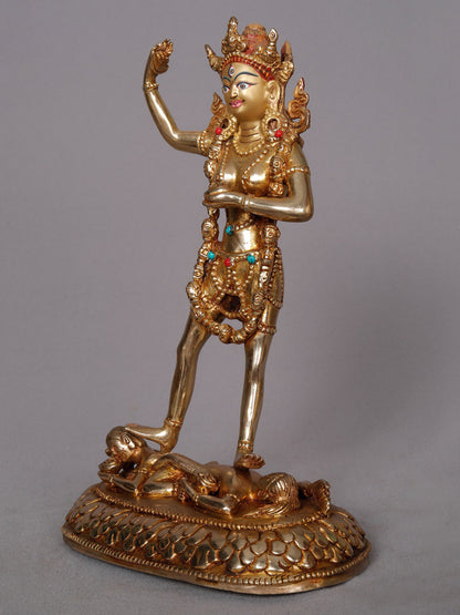 9" Buddhist Deity Standing Manjushri Idol | Nepalese Copper Statue | Decorative Copper Idol | Copper Statue For Temple