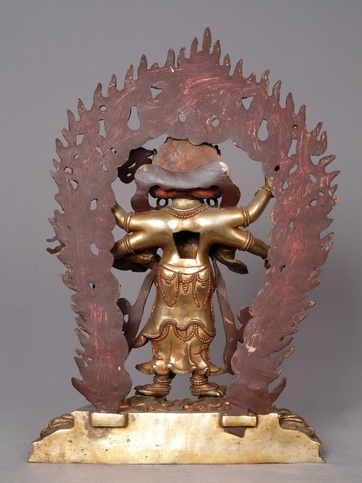 12" Buddhist Deity Six Armed Mahakala Copper Statue From Nepal | Nepalese Copper Statue | Decorative Copper Idol | Copper Statue For Temple