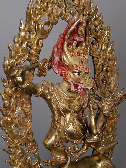 13" Mythology Statue Of Ekajata In Copper From Nepal | Buddhist Deity Idols | Nepalese Copper Statue | Decorative Copper Idol | Copper Statue For Temple