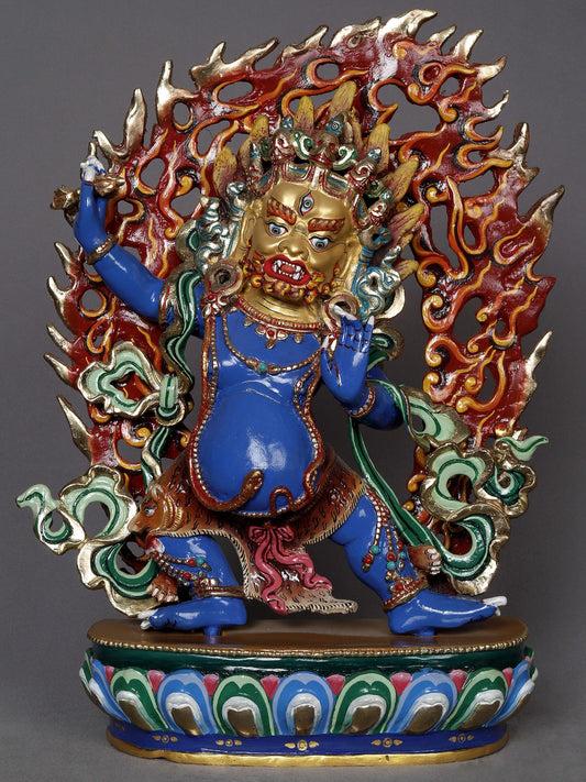 14" Colorfull Vajrapani Copper Statue From Nepal | Buddhist Deity Idol | Decoratvie Copper Statue