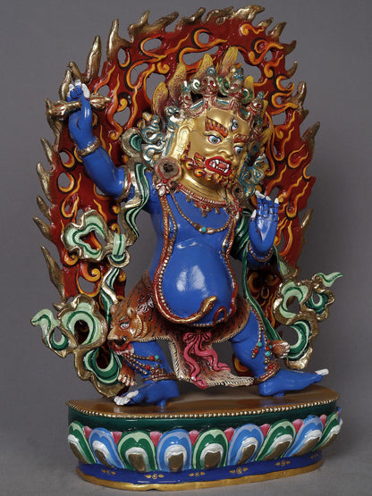 14" Colorfull Vajrapani Copper Statue From Nepal | Buddhist Deity Idol | Decoratvie Copper Statue