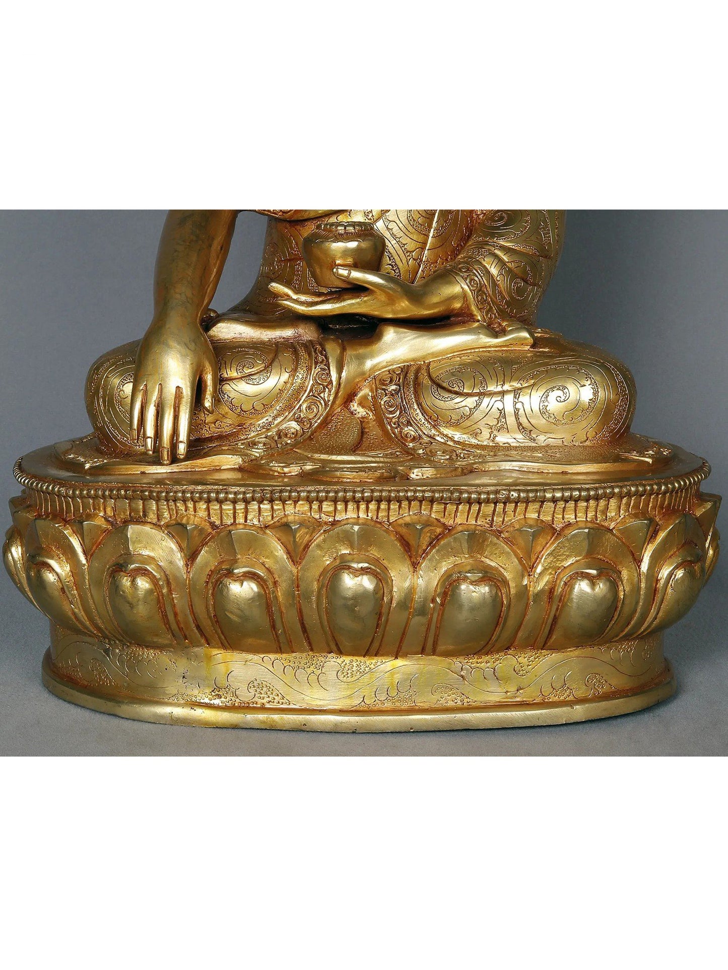 17" Crowned Lord Buddha With Attractive Ornaments Copper Statue from Nepal | Buddhist Deity Idol