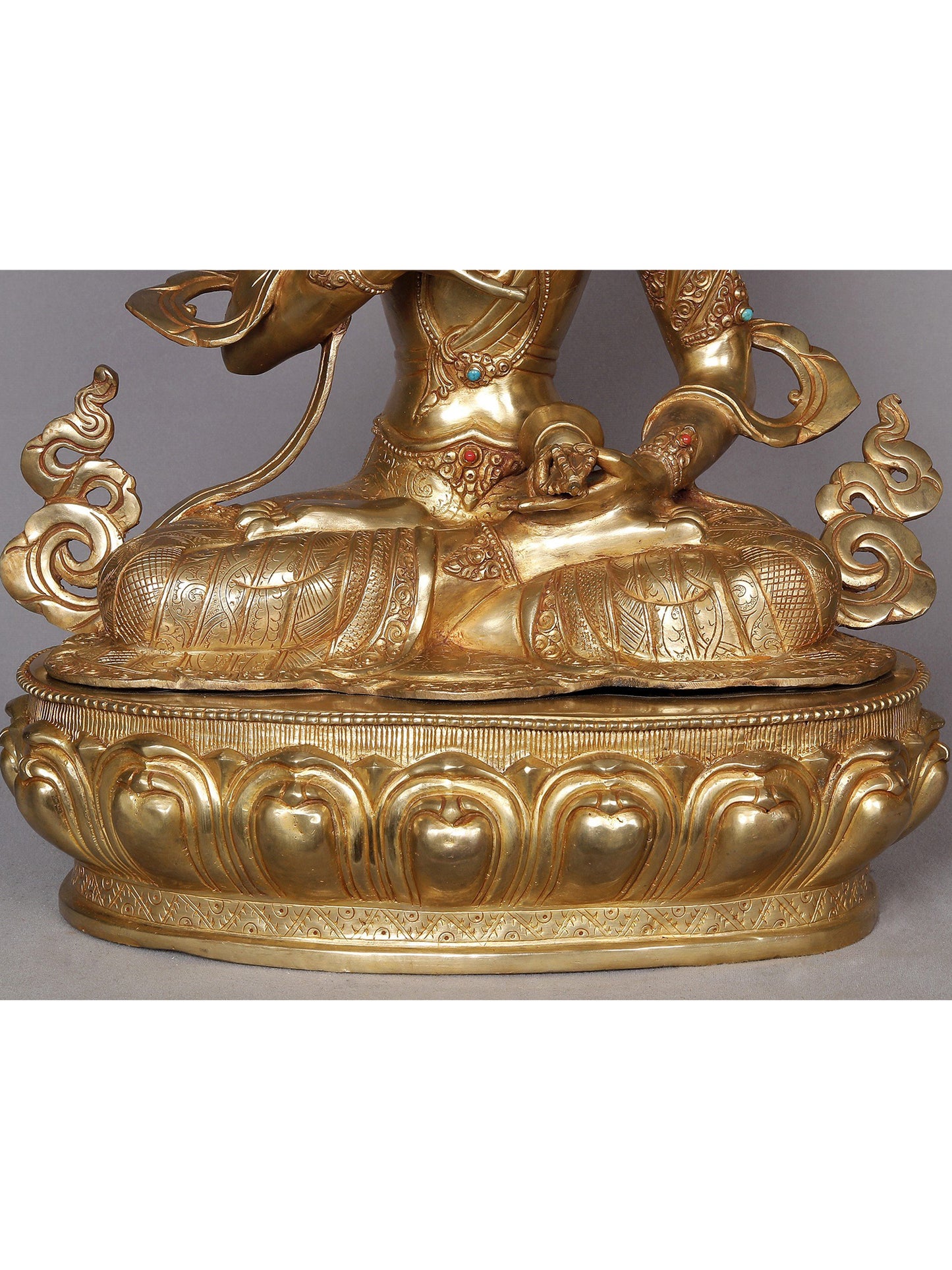 19" Vajrasattva Copper Statue Seated On Lotus Base From Nepal | Buddhist Deity Idol