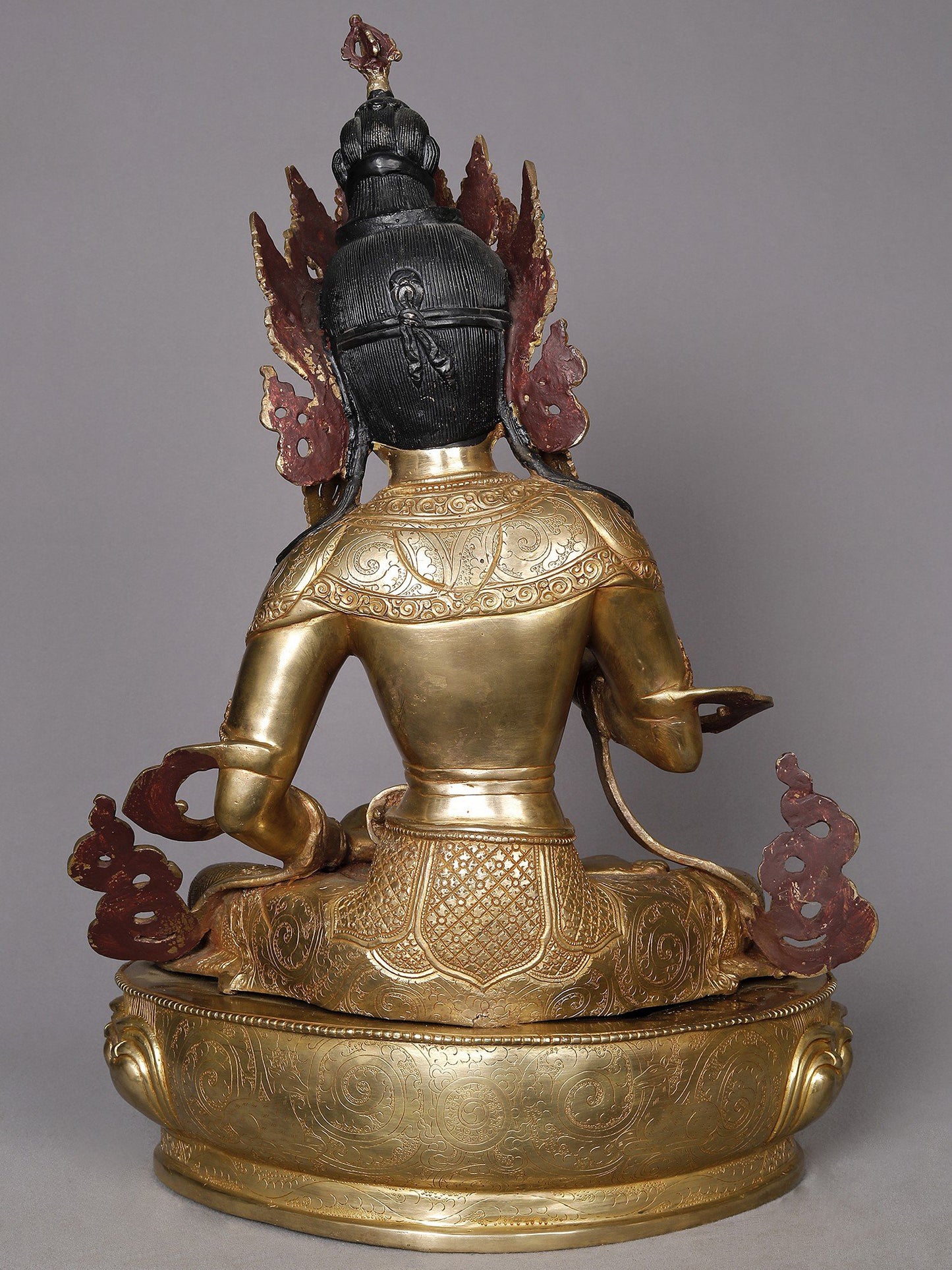 19" Vajrasattva Copper Statue Seated On Lotus Base From Nepal | Buddhist Deity Idol