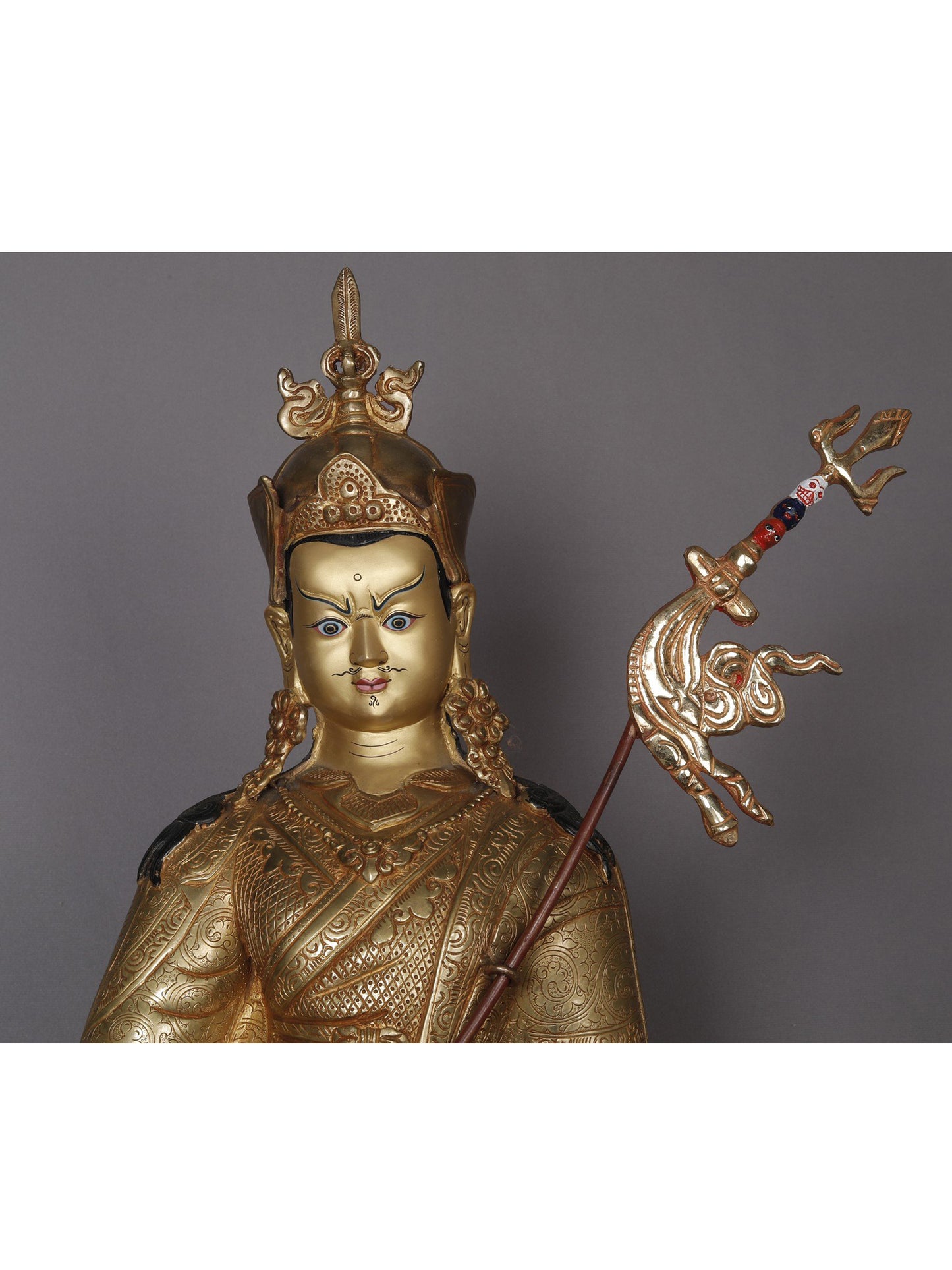 18" Guru Padmasambhava in Steated Posture Copper Statue From Nepal | Nepalese Copper Statue | Decorative Copper Idol | Copper Statue For Temple