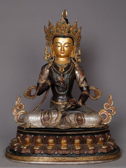 18" Buddhist Deity Vajrasattva Copper Statue From Nepal | Nepalese Copper Statue | Decorative Copper Idol | Copper Statue For Temple