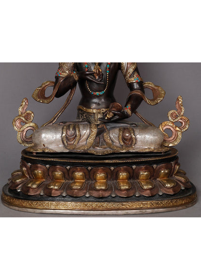 18" Buddhist Deity Vajrasattva Copper Statue From Nepal | Nepalese Copper Statue | Decorative Copper Idol | Copper Statue For Temple