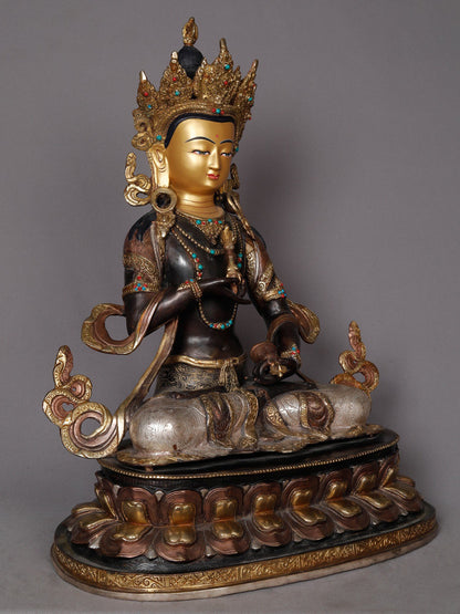 18" Buddhist Deity Vajrasattva Copper Statue From Nepal | Nepalese Copper Statue | Decorative Copper Idol | Copper Statue For Temple