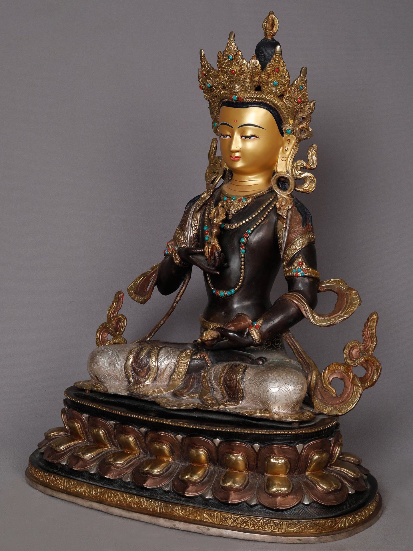 18" Buddhist Deity Vajrasattva Copper Statue From Nepal | Nepalese Copper Statue | Decorative Copper Idol | Copper Statue For Temple