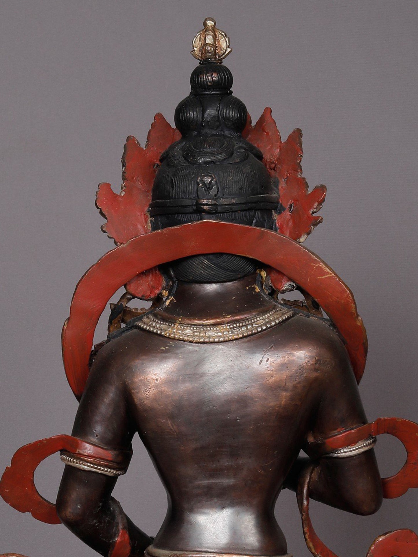 23" Tibetan Buddhist Deity Vajrasattva With Tree From Nepal | Nepalese Copper Statue | Decorative Copper Idol | Copper Statue For Temple