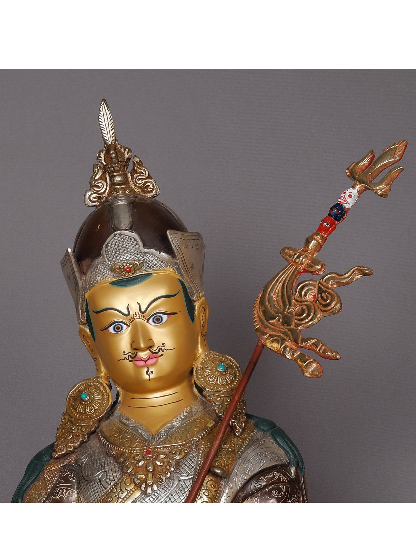 19" Guru Padmasambhava As Guru Rinpoche Seated Idol From Nepal | Nepalese Copper Statue | Decorative Copper Idol | Copper Statue For Temple