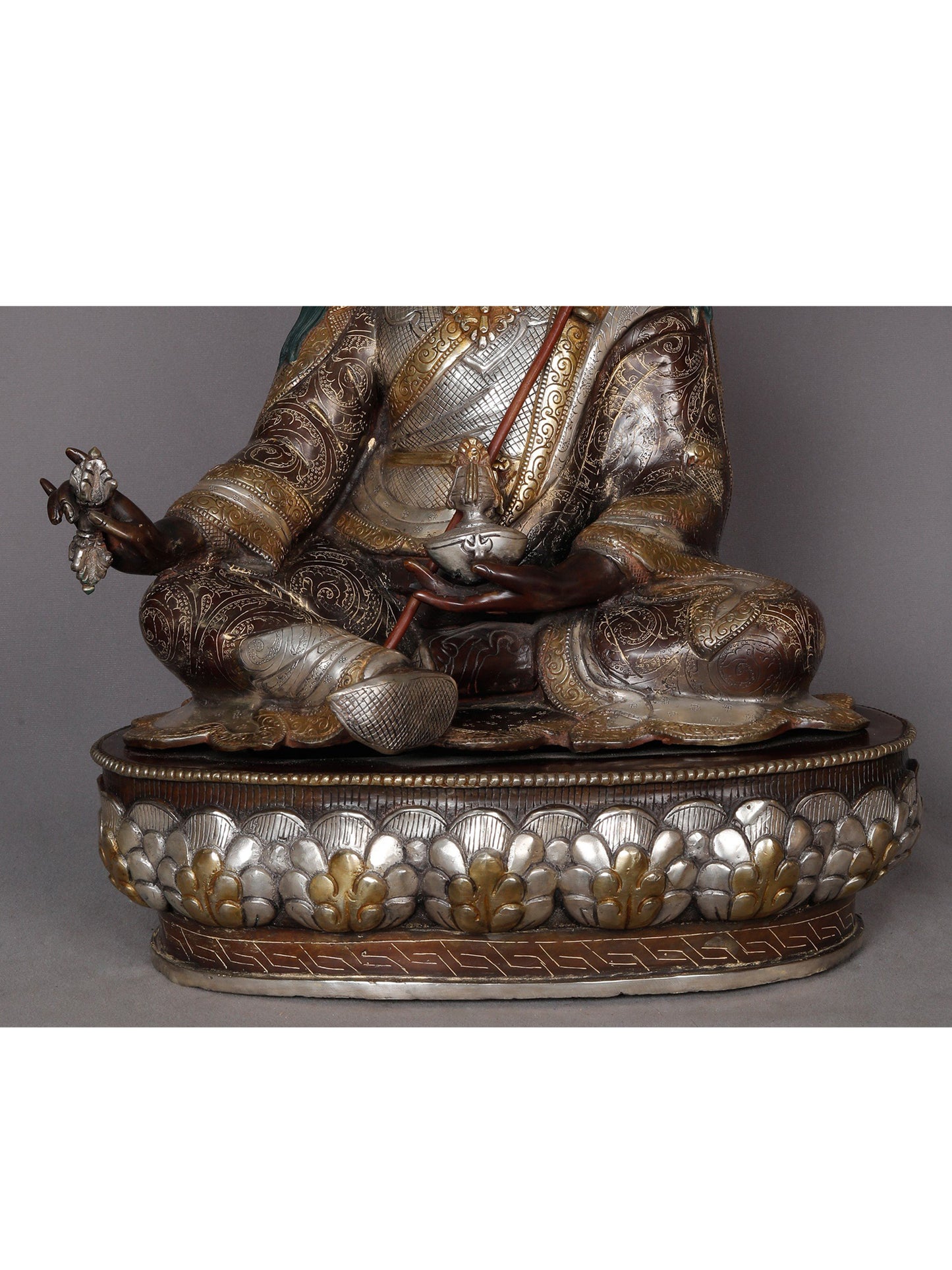 19" Guru Padmasambhava As Guru Rinpoche Seated Idol From Nepal | Nepalese Copper Statue | Decorative Copper Idol | Copper Statue For Temple