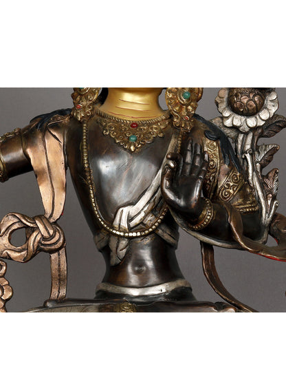 13" Copper Statue Of Manjushri From Nepal | Nepalese Copper Statue | Decorative Copper Idol | Copper Statue For Temple