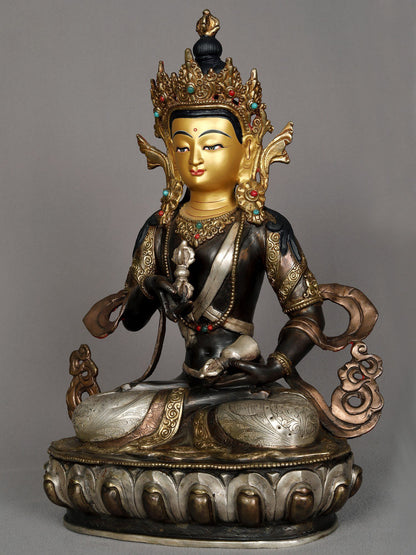 13" Buddhist Deity Vajrasattva Seated Posture Copper Statue From Nepal | Nepalese Copper Statue | Decorative Copper Idol | Copper Statue For Temple