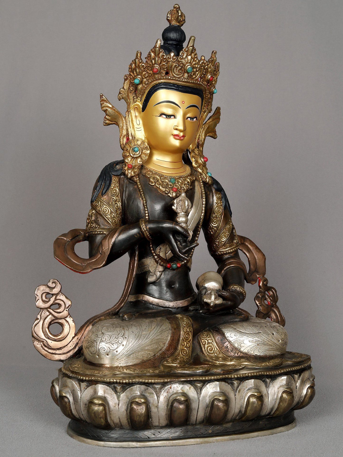 13" Buddhist Deity Vajrasattva Seated Posture Copper Statue From Nepal | Nepalese Copper Statue | Decorative Copper Idol | Copper Statue For Temple