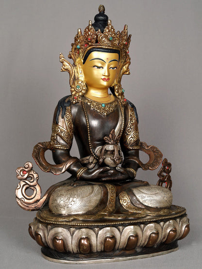 13" Aparmita As Amitabha Buddha Copper Statue From Nepal | Nepalese Copper Statue | Decorative Copper Idol | Copper Statue For Temple