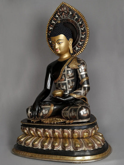 24" Lord Buddha As Shakyamuni Statue From Nepal | Decorative Copper Idol | Copper Statue For Temple