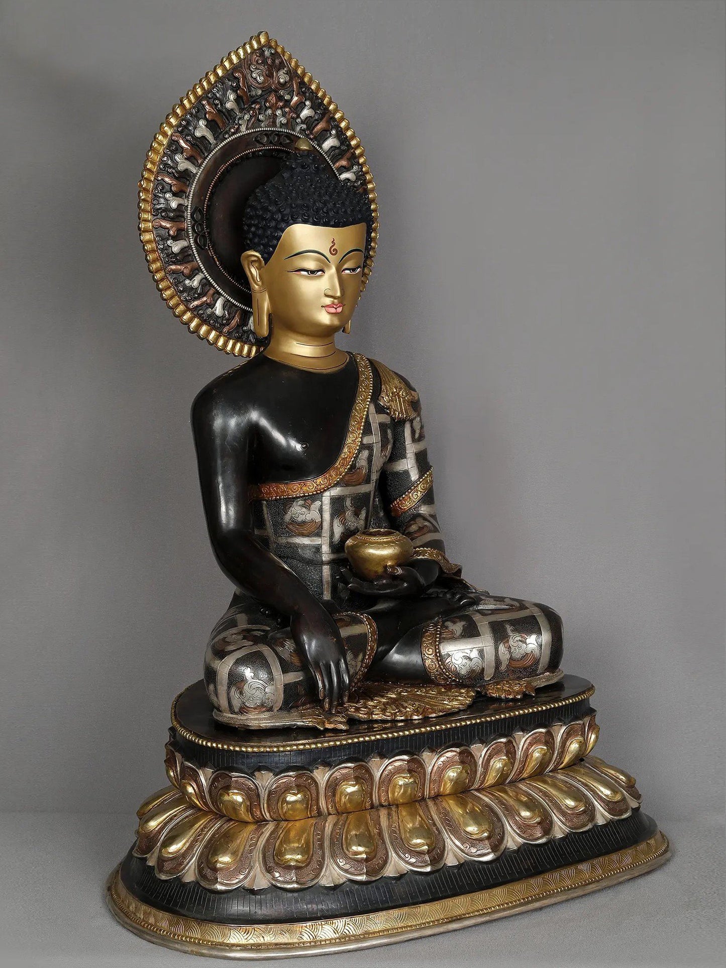 24" Lord Buddha As Shakyamuni Statue From Nepal | Decorative Copper Idol | Copper Statue For Temple