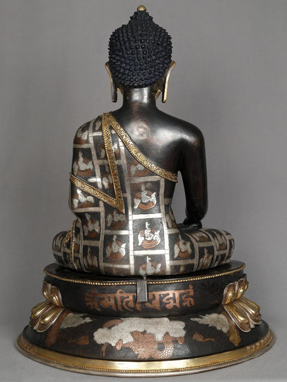 24" Lord Buddha As Shakyamuni Statue From Nepal | Decorative Copper Idol | Copper Statue For Temple