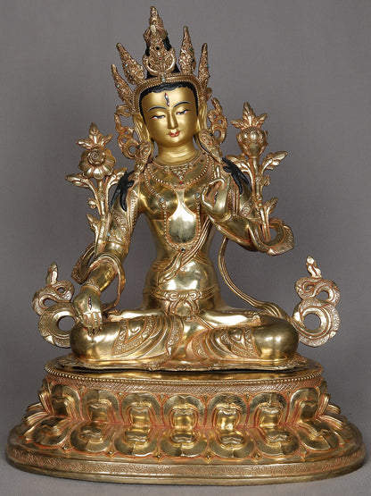 16" Buddhist Deity White Tara Copper Statue From Nepal | Decorative Copper Idol | Copper Statue For Temple