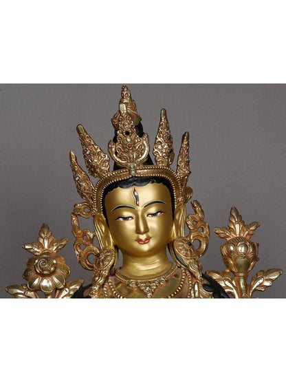 16" Buddhist Deity White Tara Copper Statue From Nepal | Decorative Copper Idol | Copper Statue For Temple