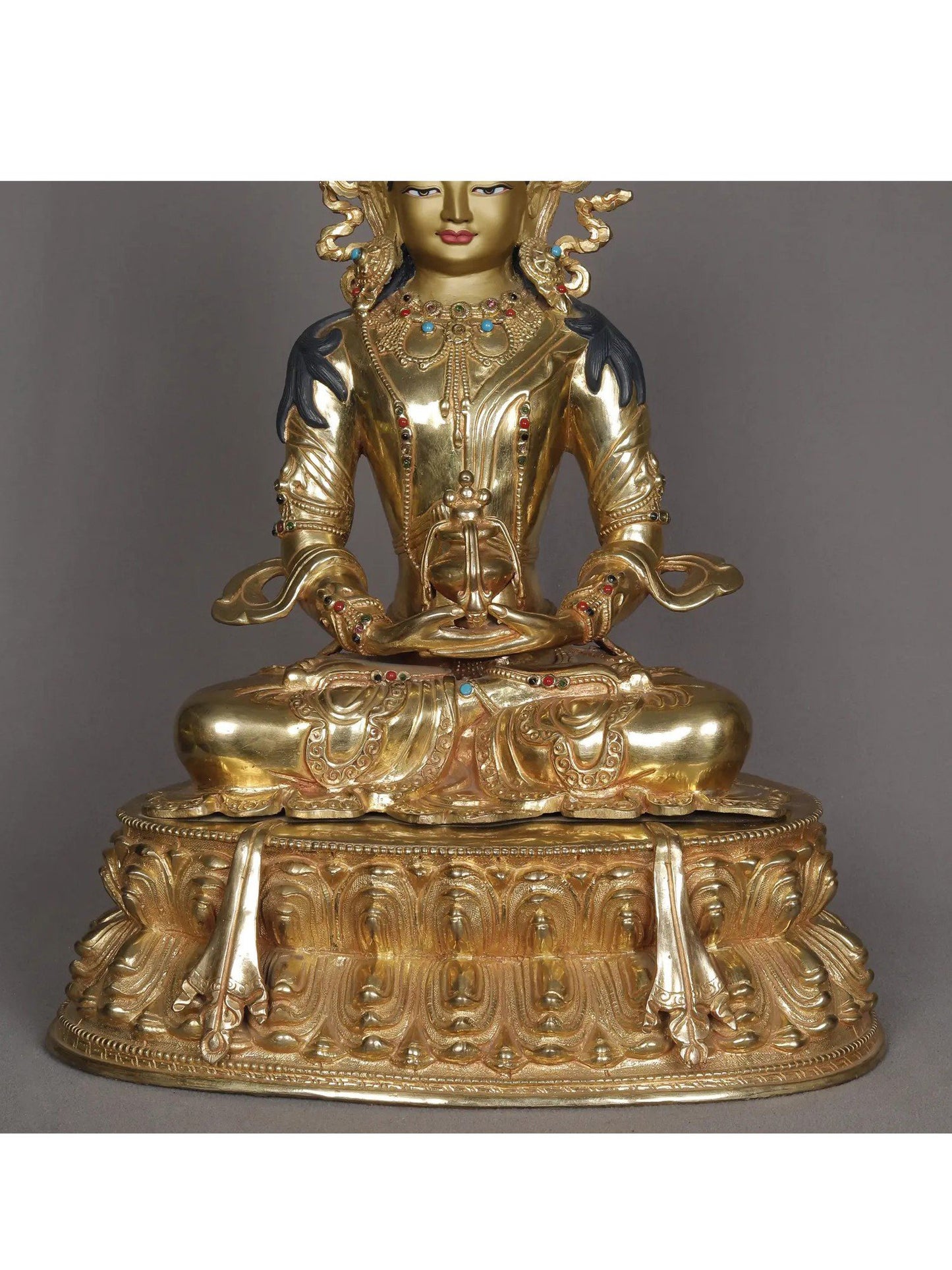 16" Lord Aparmita As Amitabha Buddha Statue From Nepal | Decorative Copper Idol | Copper Statue For Temple