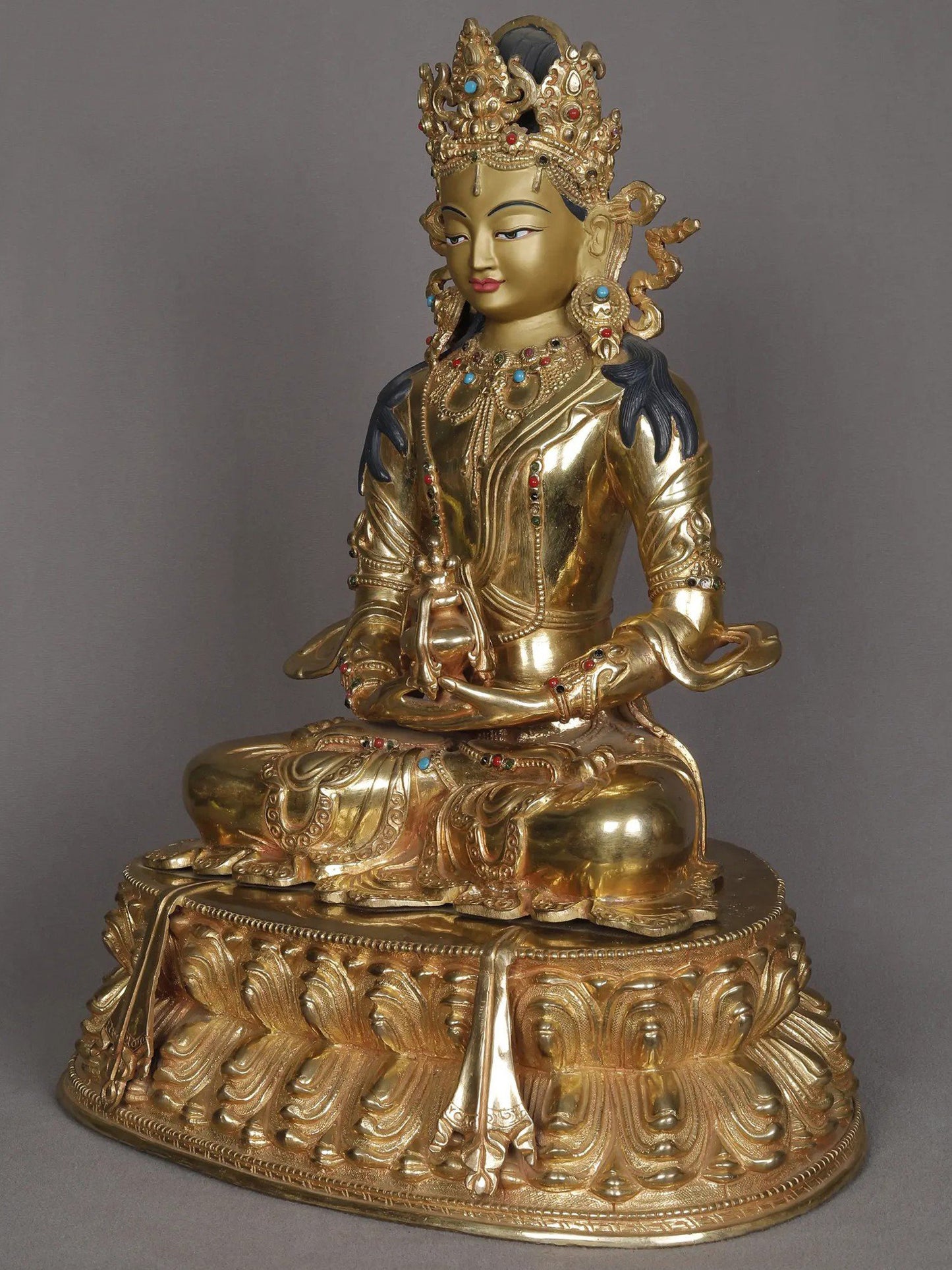 16" Lord Aparmita As Amitabha Buddha Statue From Nepal | Decorative Copper Idol | Copper Statue For Temple