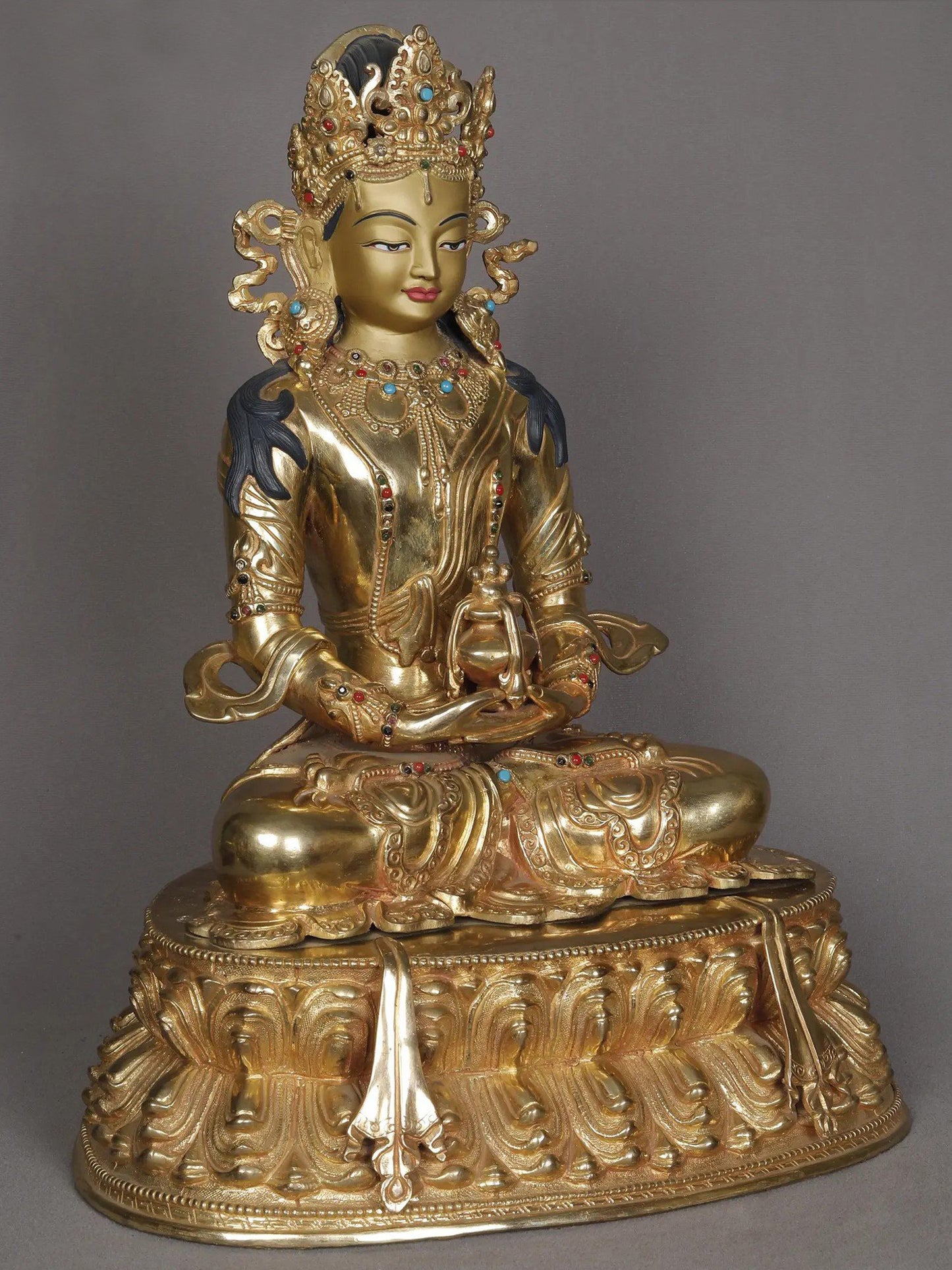 16" Lord Aparmita As Amitabha Buddha Statue From Nepal | Decorative Copper Idol | Copper Statue For Temple