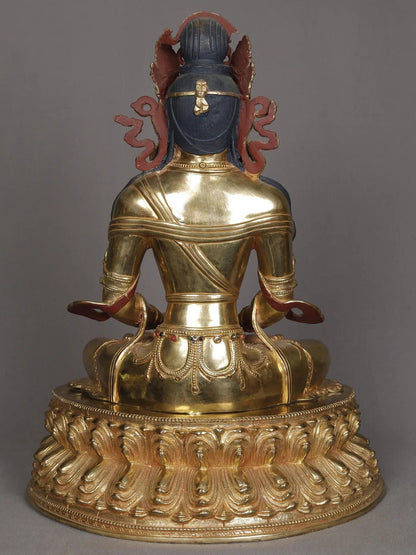 16" Lord Aparmita As Amitabha Buddha Statue From Nepal | Decorative Copper Idol | Copper Statue For Temple