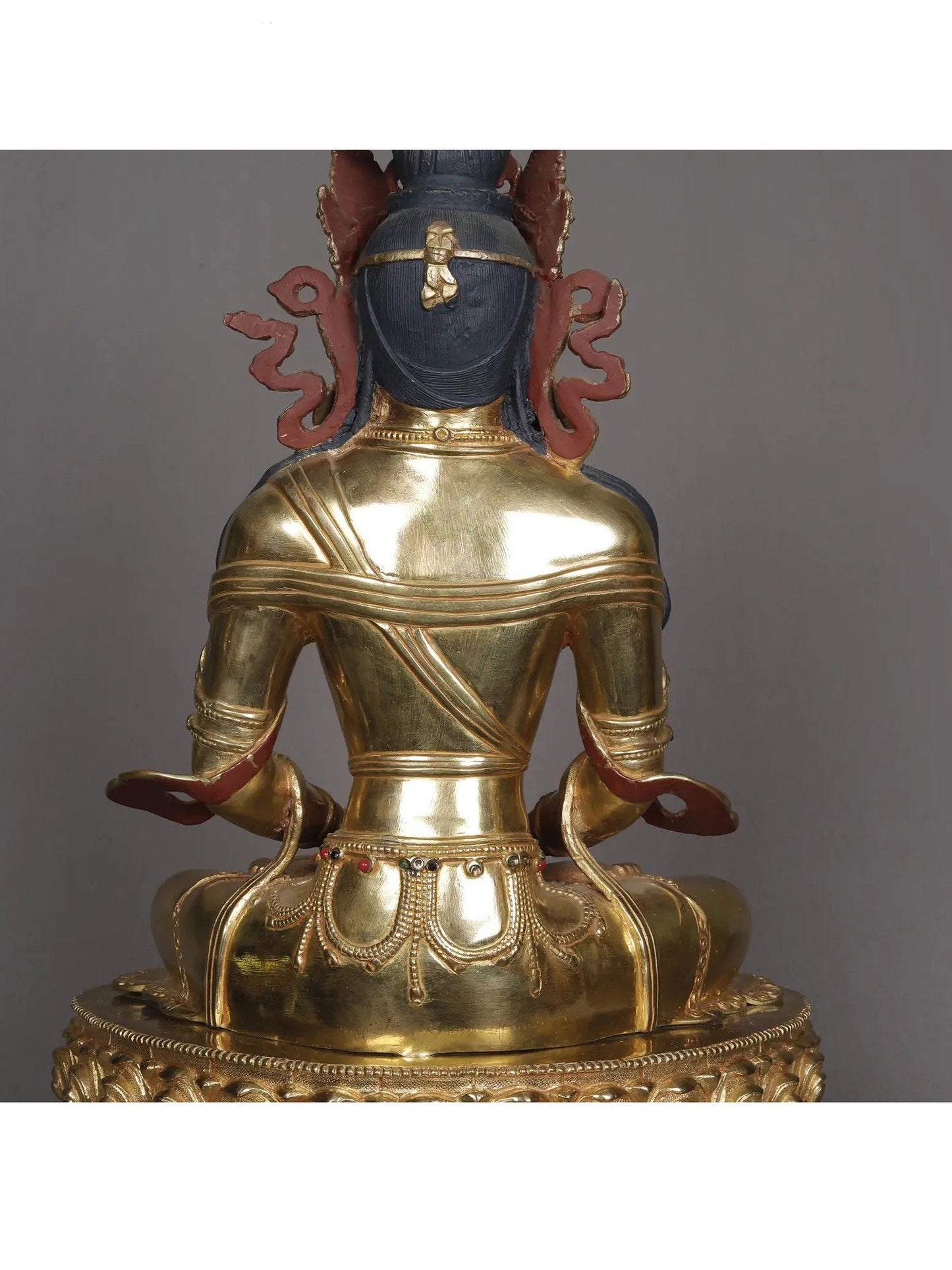 16" Lord Aparmita As Amitabha Buddha Statue From Nepal | Decorative Copper Idol | Copper Statue For Temple