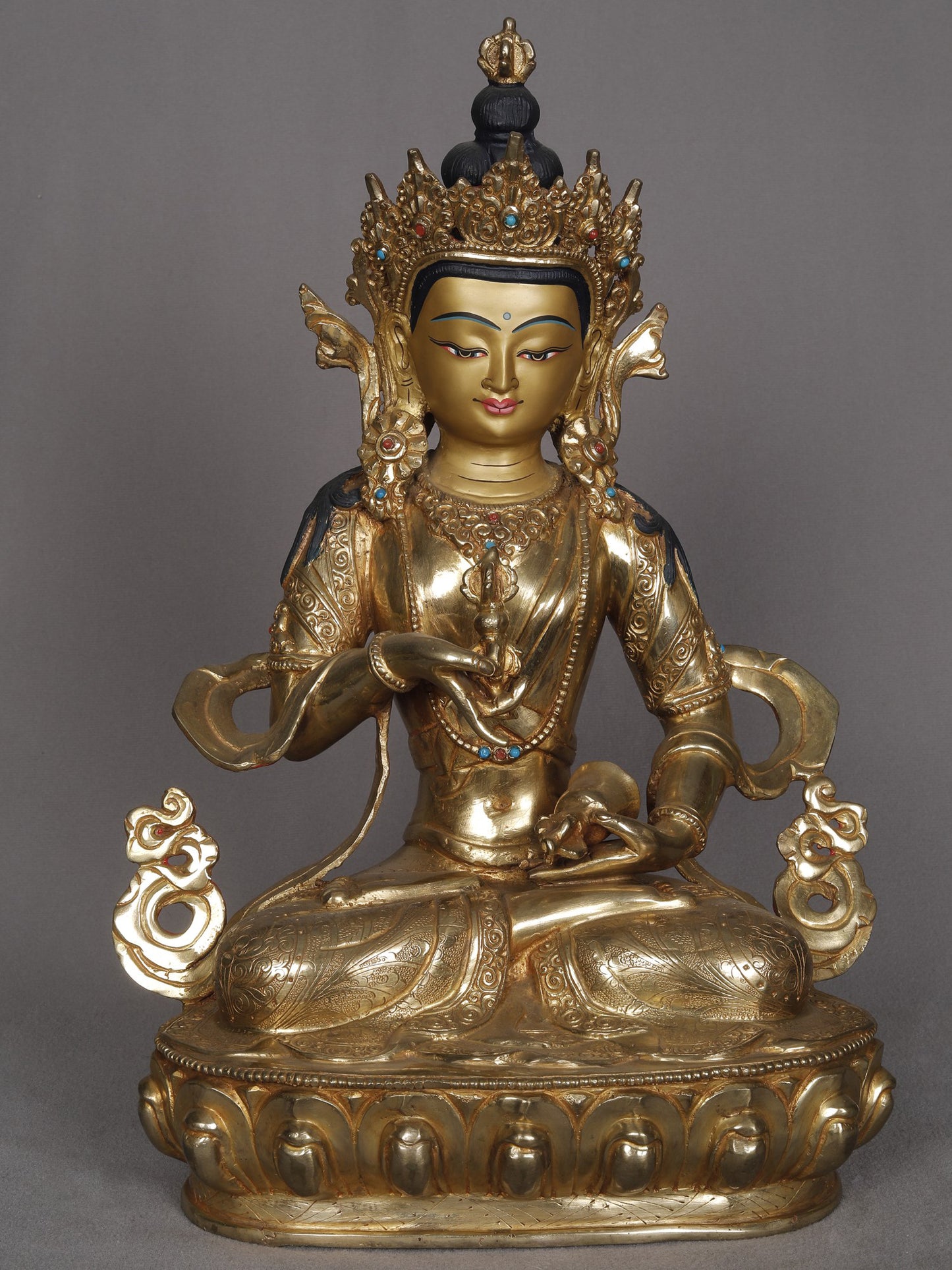 14" Buddhist Deity Vajrasattva (Vajra Mudra) Copper Statue From Nepal | Decorative Copper Idol | Copper Statue For Temple