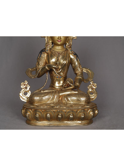 14" Buddhist Deity Vajrasattva (Vajra Mudra) Copper Statue From Nepal | Decorative Copper Idol | Copper Statue For Temple