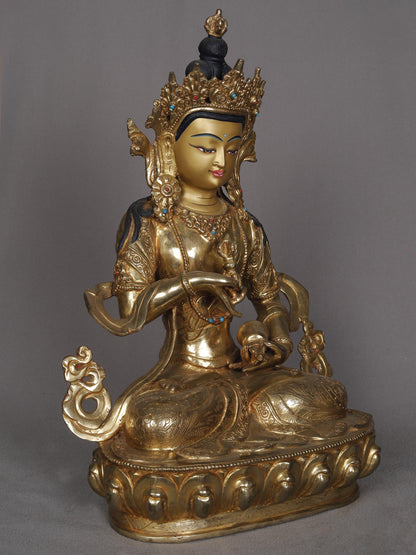 14" Buddhist Deity Vajrasattva (Vajra Mudra) Copper Statue From Nepal | Decorative Copper Idol | Copper Statue For Temple