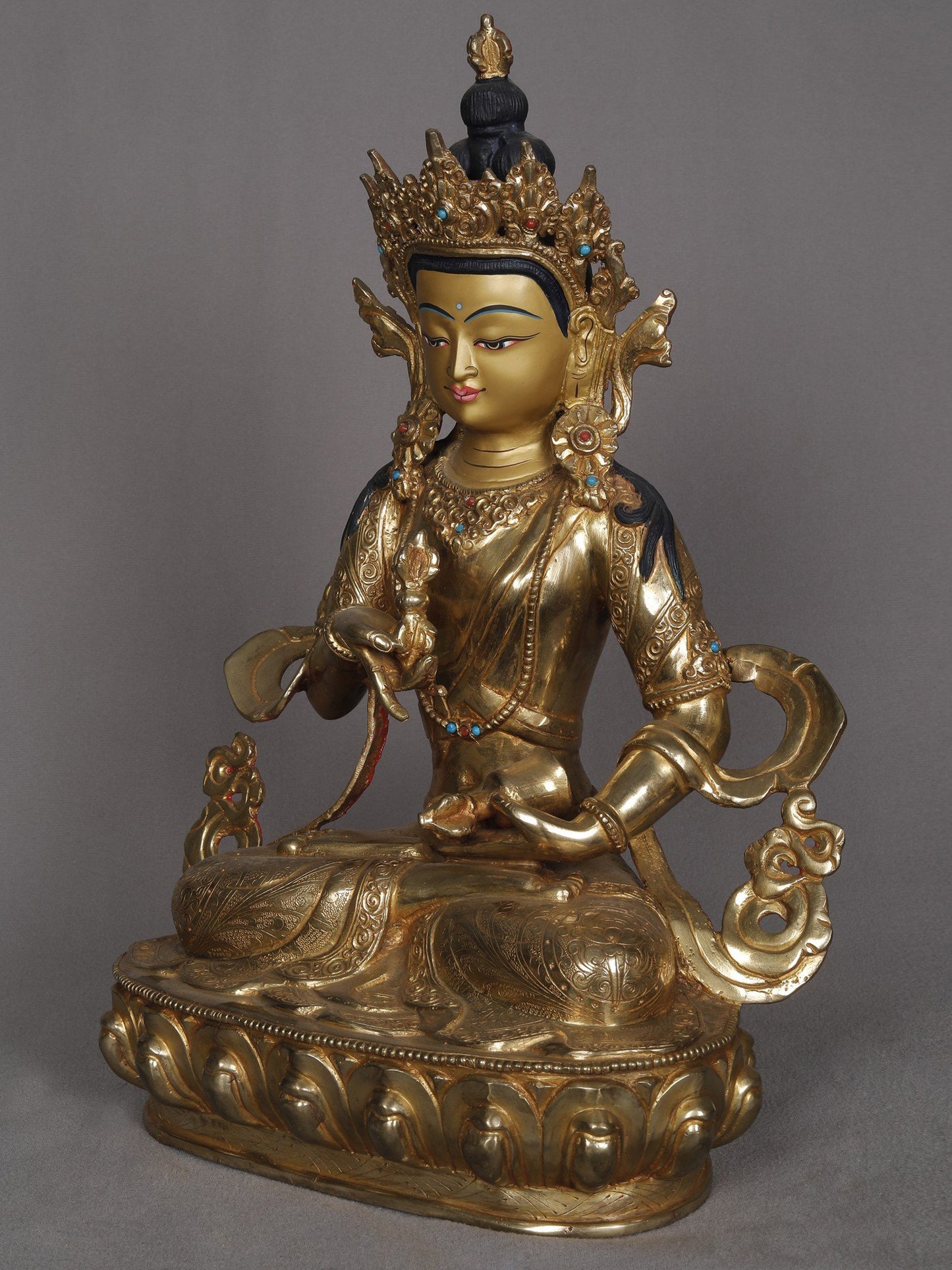 14" Buddhist Deity Vajrasattva (Vajra Mudra) Copper Statue From Nepal | Decorative Copper Idol | Copper Statue For Temple