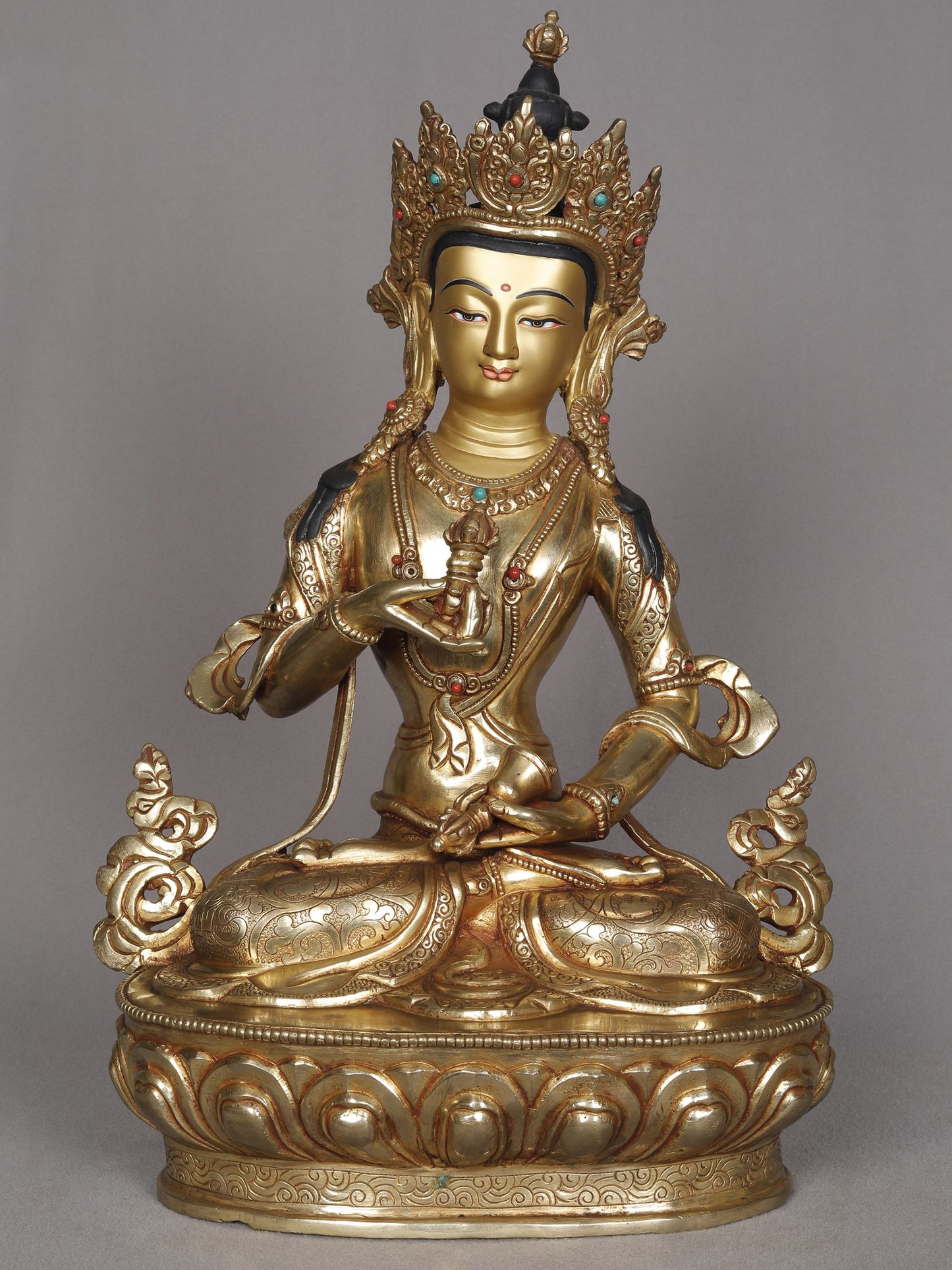 14" Buddhist Deity Vajrasattva Copper Sculpture | Statue From Nepal | Decorative Copper Idol | Copper Statue For Temple