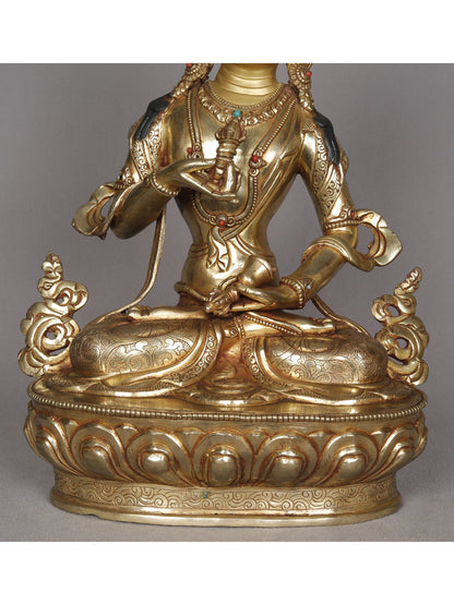 14" Buddhist Deity Vajrasattva Copper Sculpture | Statue From Nepal | Decorative Copper Idol | Copper Statue For Temple