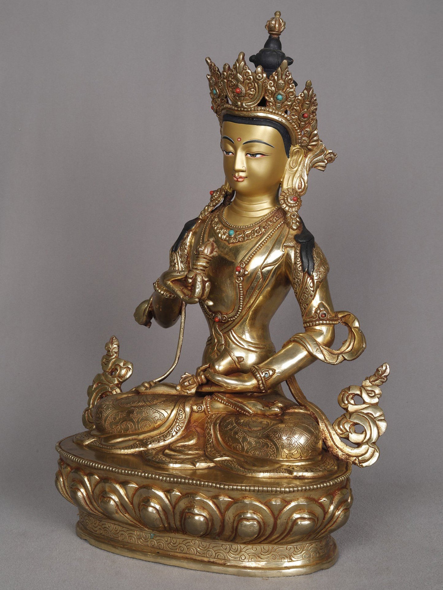 14" Buddhist Deity Vajrasattva Copper Sculpture | Statue From Nepal | Decorative Copper Idol | Copper Statue For Temple