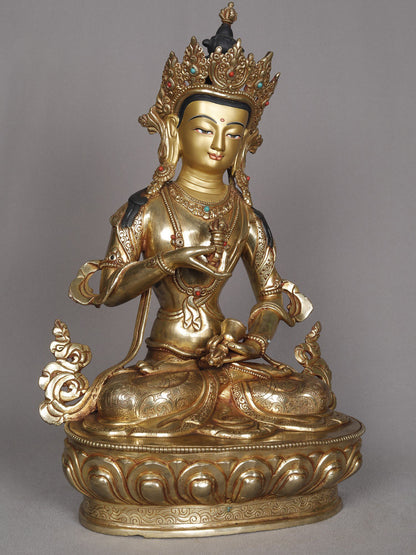 14" Buddhist Deity Vajrasattva Copper Sculpture | Statue From Nepal | Decorative Copper Idol | Copper Statue For Temple