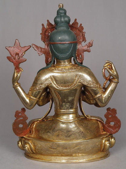 13" Aparmita Copper Sculpture | Amitayus Statue From Nepal | Decorative Copper Idol | Copper Statue For Temple