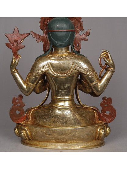 13" Aparmita Copper Sculpture | Amitayus Statue From Nepal | Decorative Copper Idol | Copper Statue For Temple